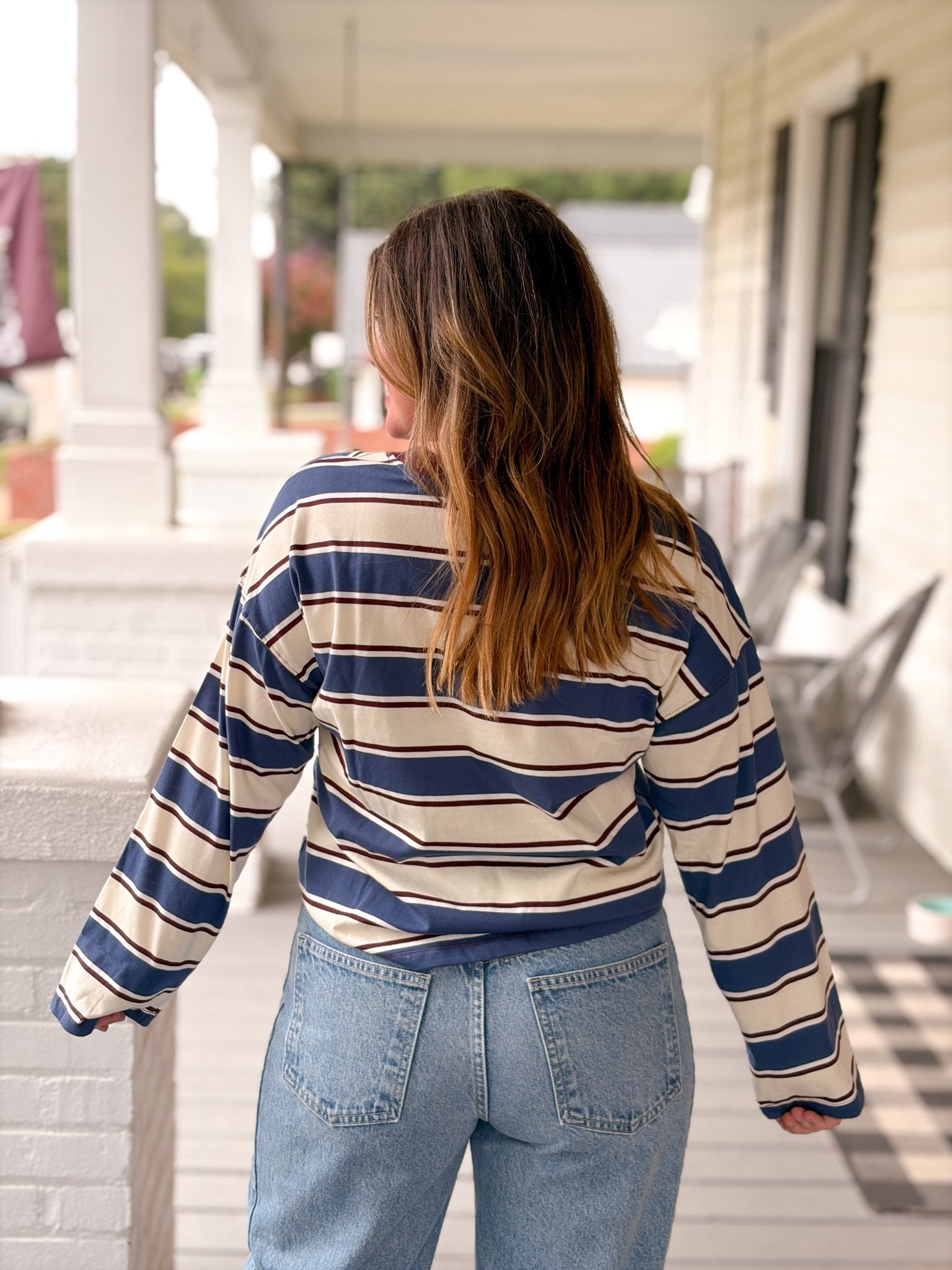 Rose & Lee Co Salinas Top, Cove Stripe Long Sleeve