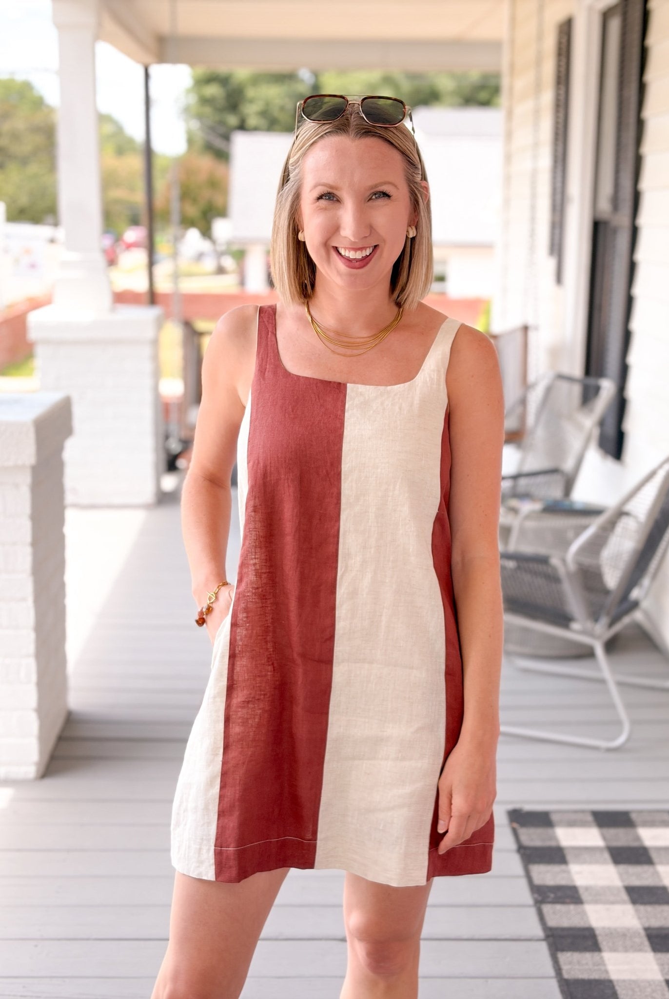 Rose & Lee Co Kylee Dress, Rose Clay/ Oatmeal Casual Dresses