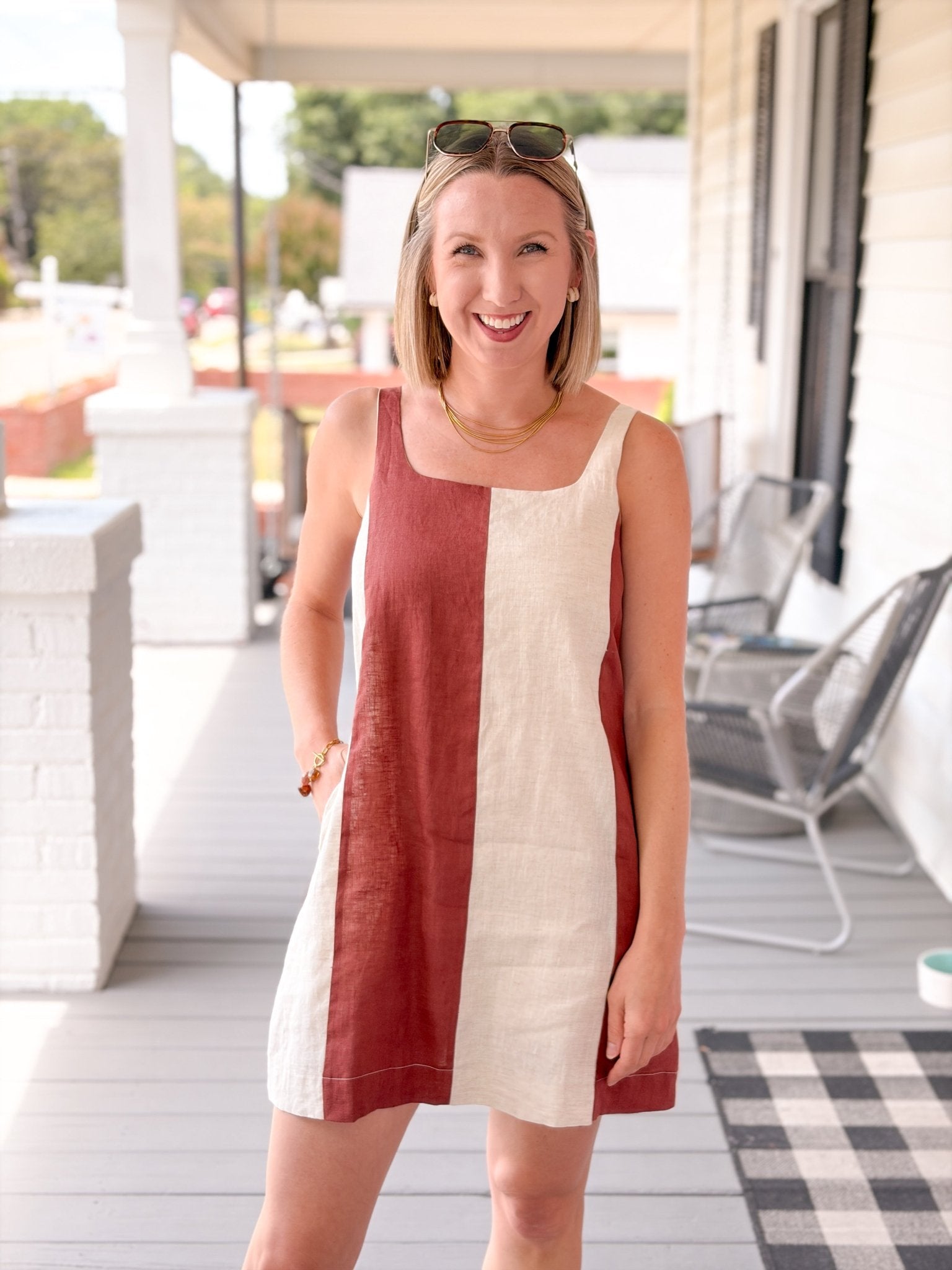 Rose & Lee Co Kylee Dress, Rose Clay/ Oatmeal Casual Dresses