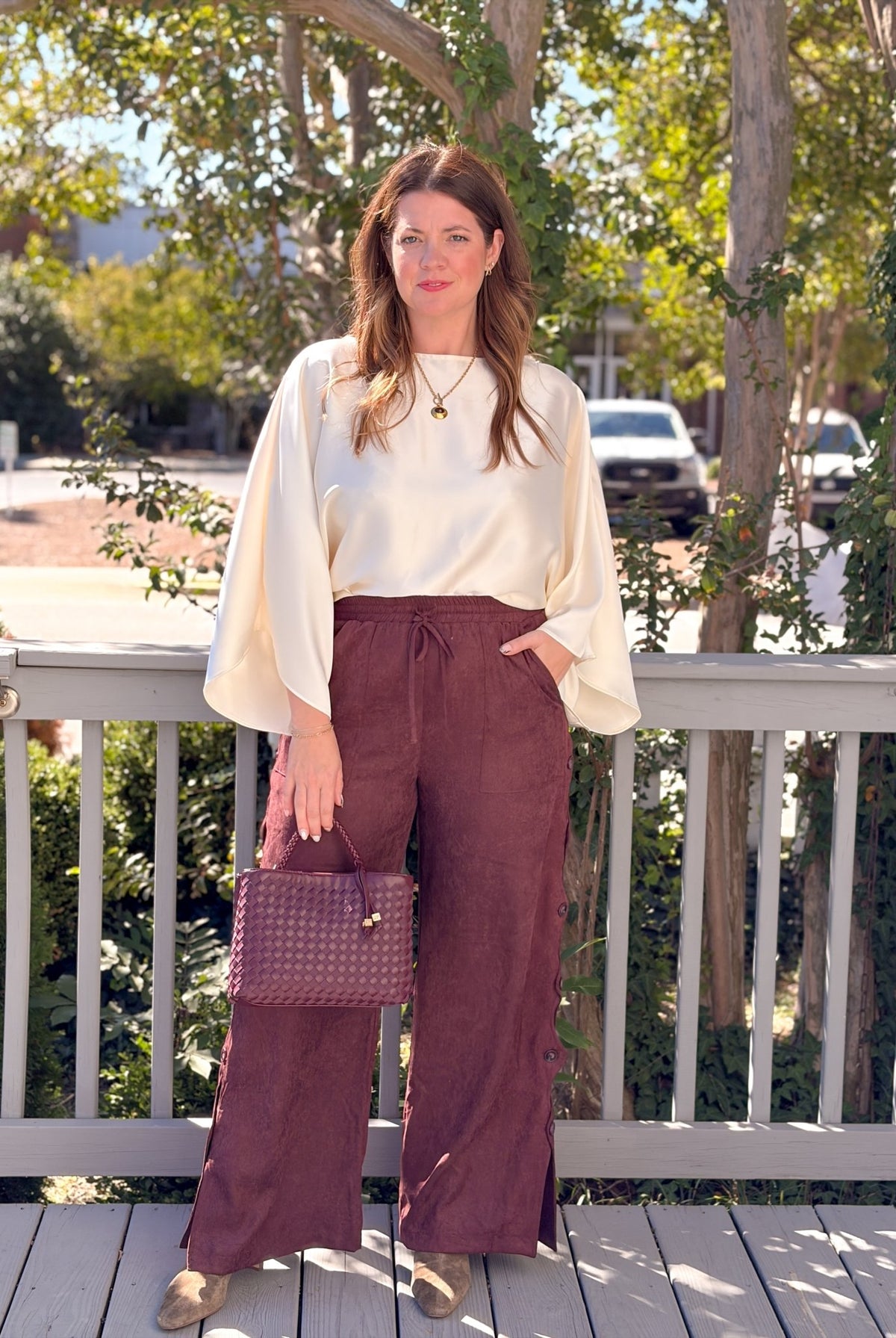 Rose & Lee Co Rhea Pants, Eggplant Pants