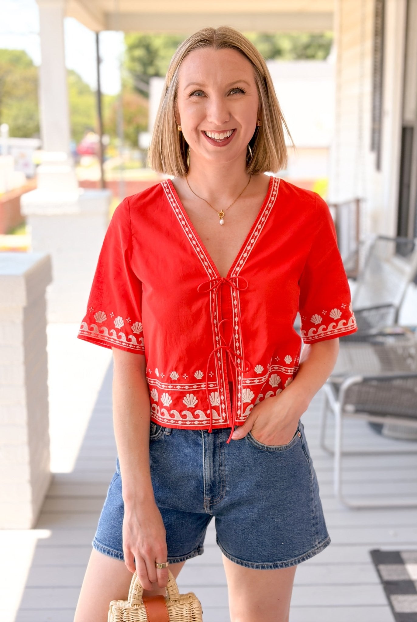 Rose & Lee Co Cast Of Waves Top, Lychee by Z Supply short sleeve