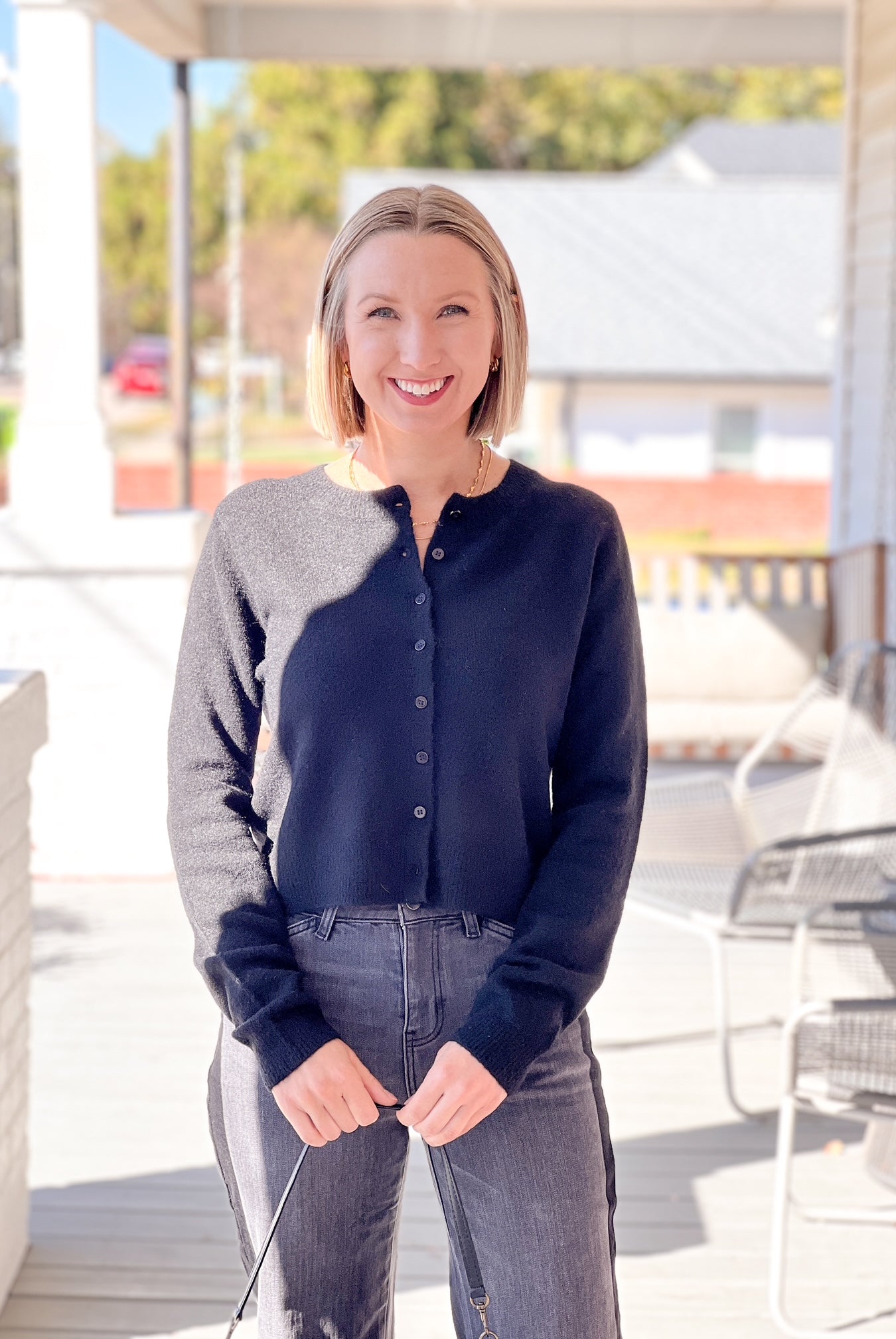 Black Long Sleeve Button Front Cardigan