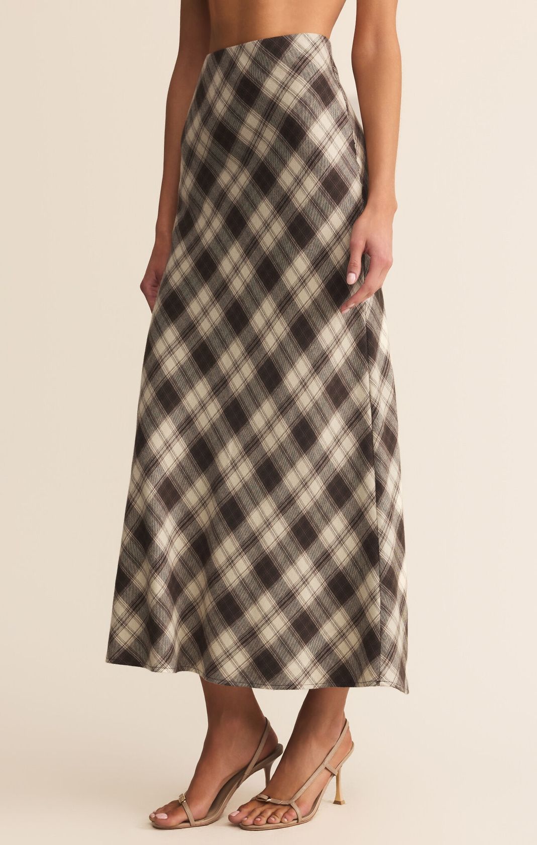 Plaid Flannel Lightweight Midi Length Skirt