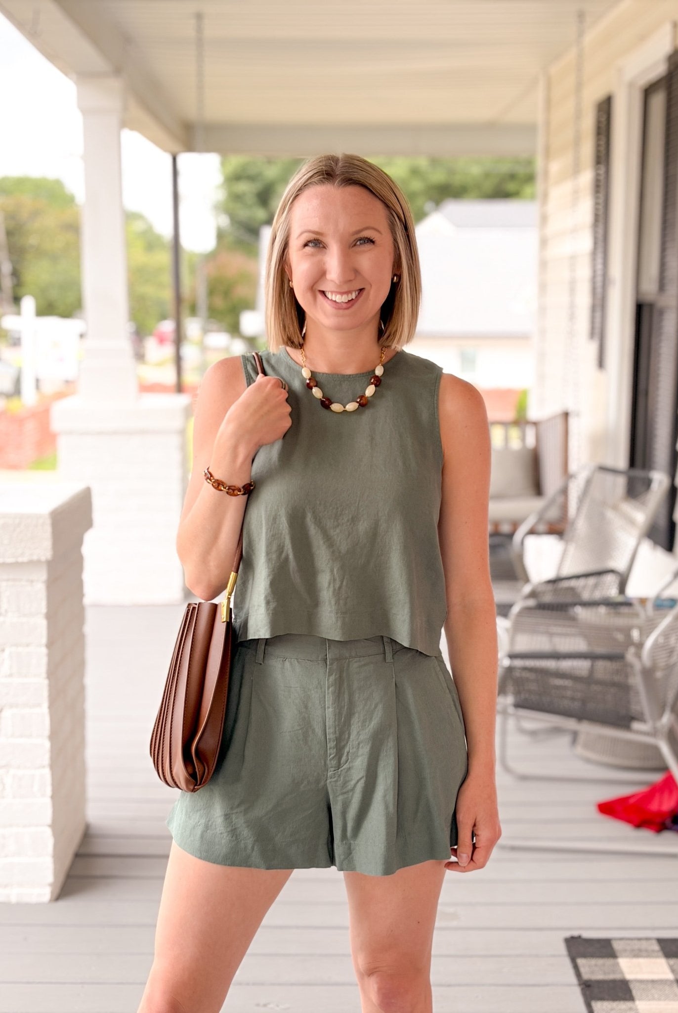 Rose & Lee Co Sloane Linen Tank, Everglade by Z Supply Tanks