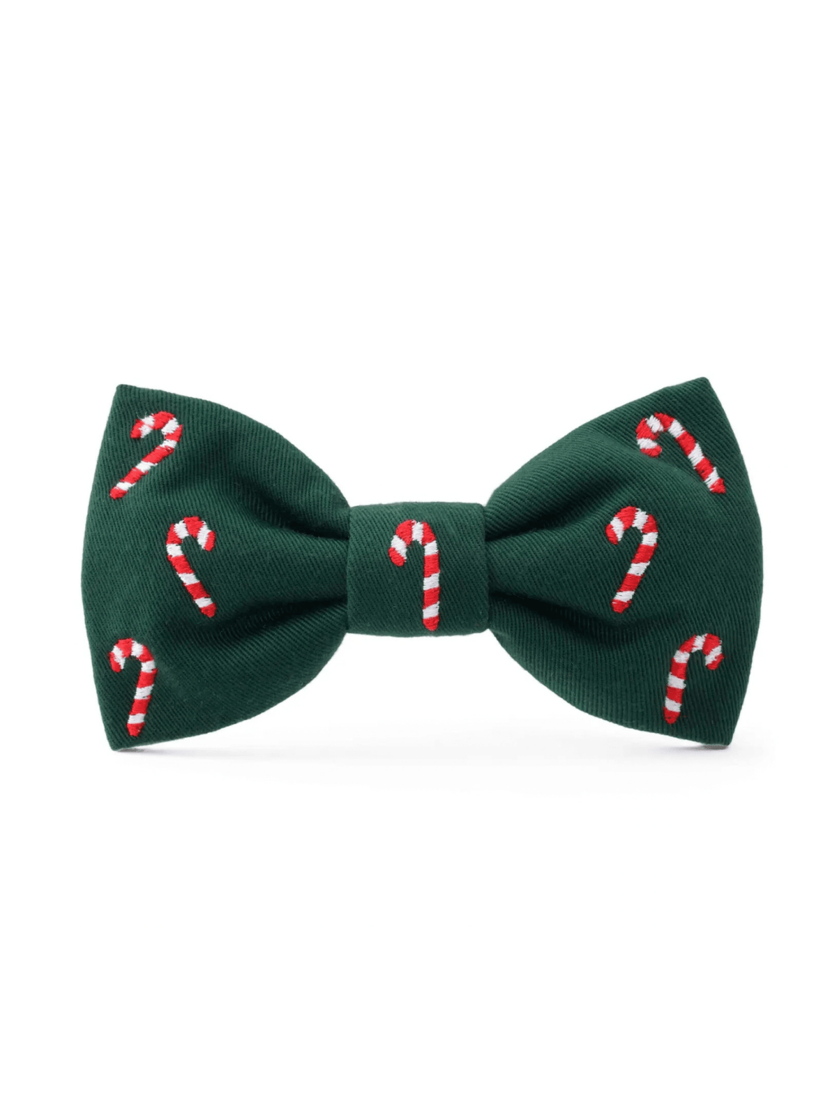 Rose & Lee Co The Foggy Dog Embroidered Bow Tie, Evergreen Candy Canes Pets