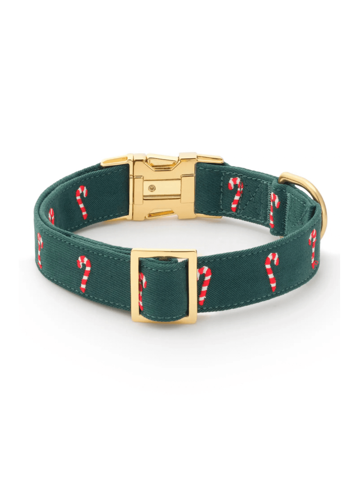 Rose & Lee Co The Foggy Dog Embroidered Collar, Evergreen Candy Canes Pets