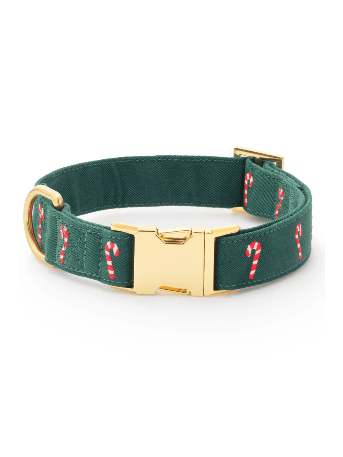 Rose & Lee Co The Foggy Dog Embroidered Collar, Evergreen Candy Canes Pets