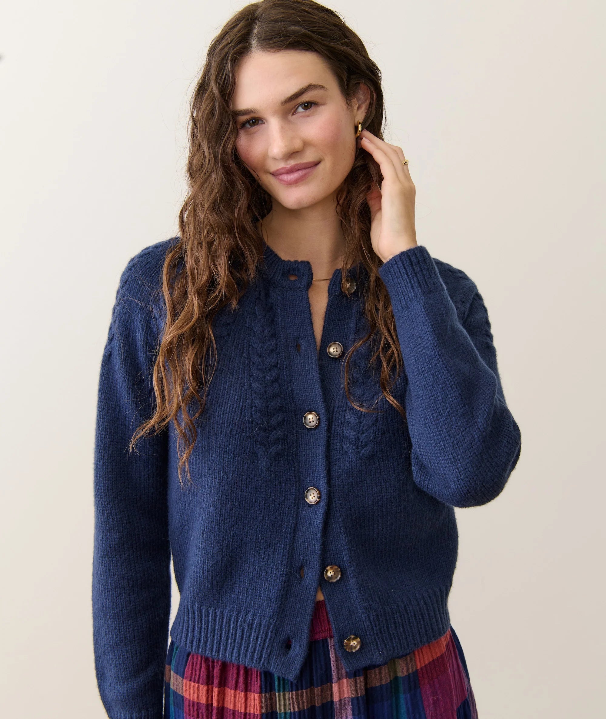 Navy Cable Knit Cardigan