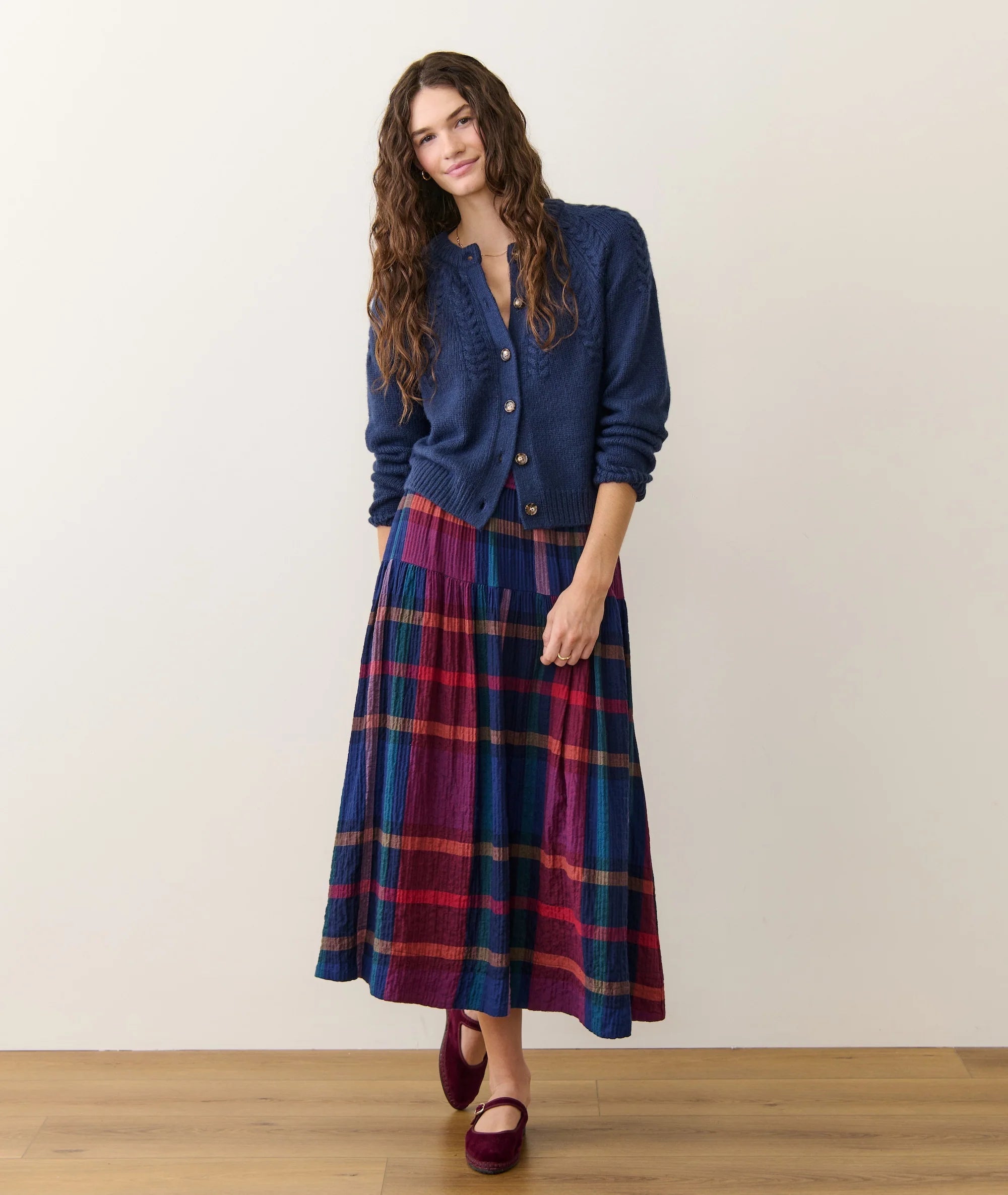 Navy Cable Knit Cardigan