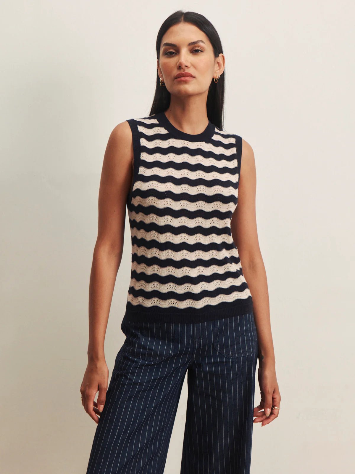 Rose & Lee Co Everyday Sweater Tank, Inkstorm/Dark Opal Stripe by Sanctuary Tanks