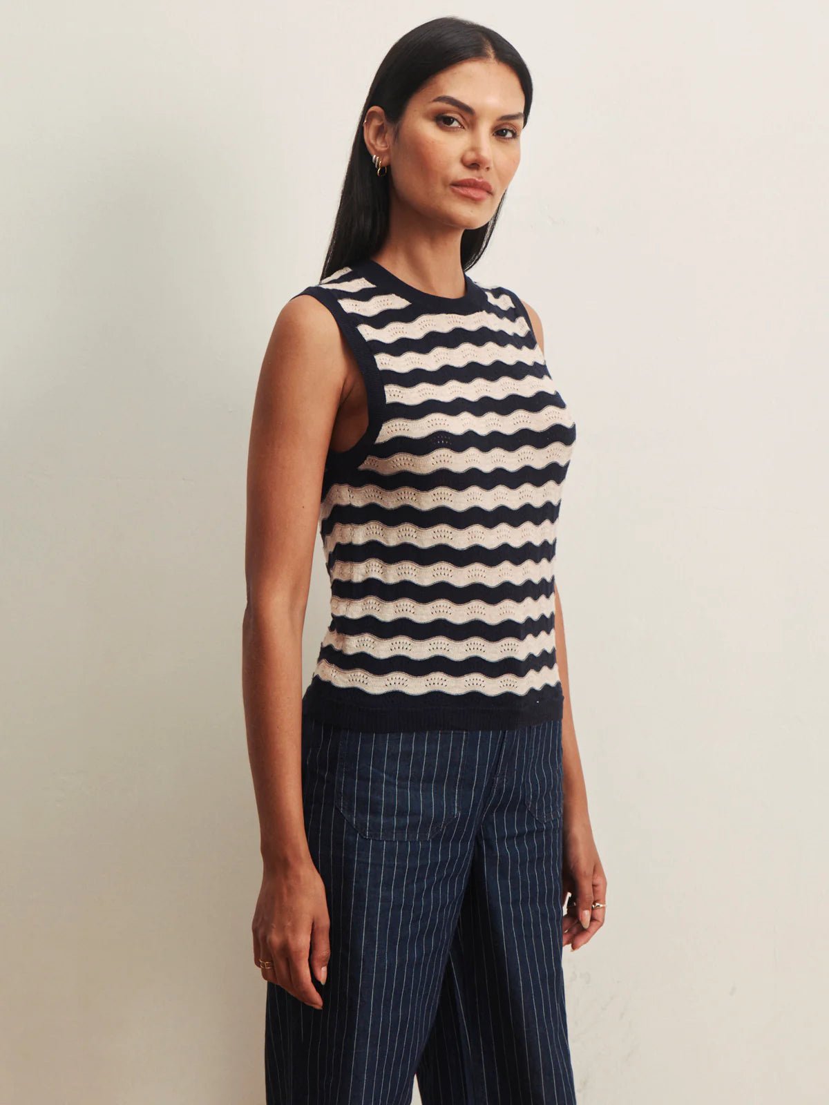Rose & Lee Co Everyday Sweater Tank, Inkstorm/Dark Opal Stripe by Sanctuary Tanks