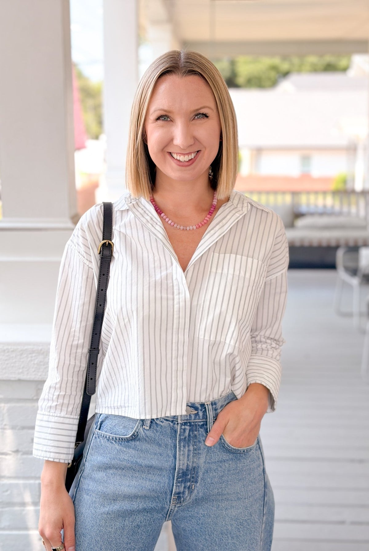 Rose & Lee Co Favorite Button Up Top, White by Z Supply Long Sleeve
