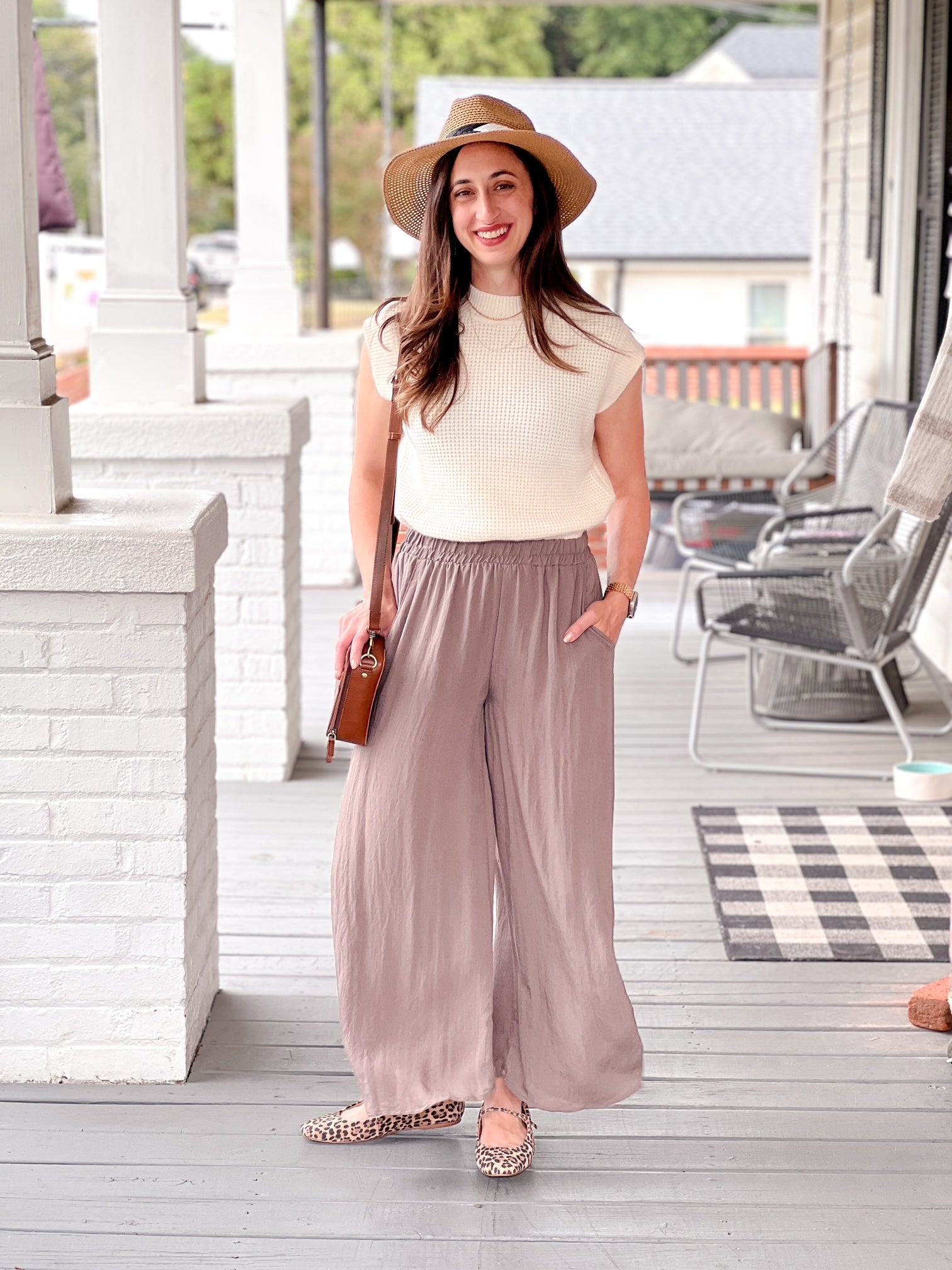 Walnut Grey Wide Leg Pull-On Pants