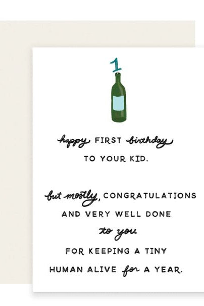 Rose & Lee Co First Birthday Wine Card Stationery