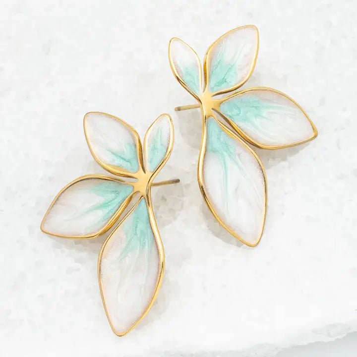 Rose & Lee Co Flourish Leaf Earrings, Mint Earrings