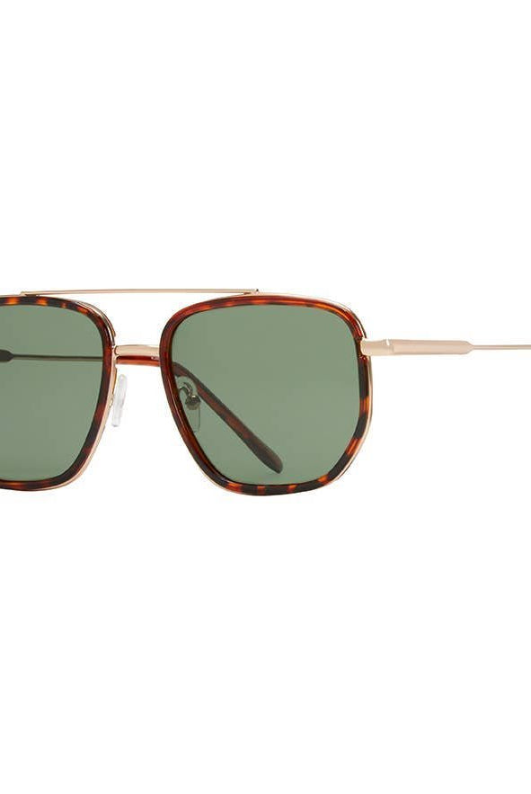 Rose & Lee Co Flynn Sunglasses, Brown Tortoise + Matte Gold + Grey Green Polarized Accessories