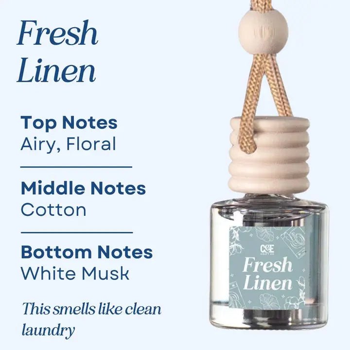 Rose & Lee Co Car Diffuser, Fresh Linen Candles