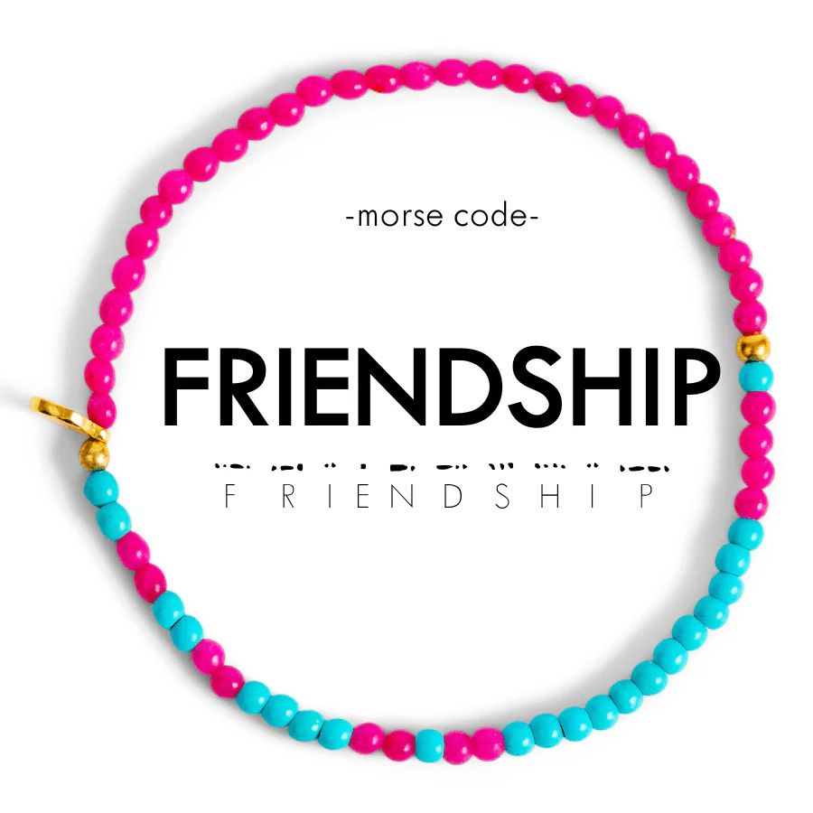 Rose & Lee Co Morse Code Friendship Bracelet, Pink/Blue Bracelets