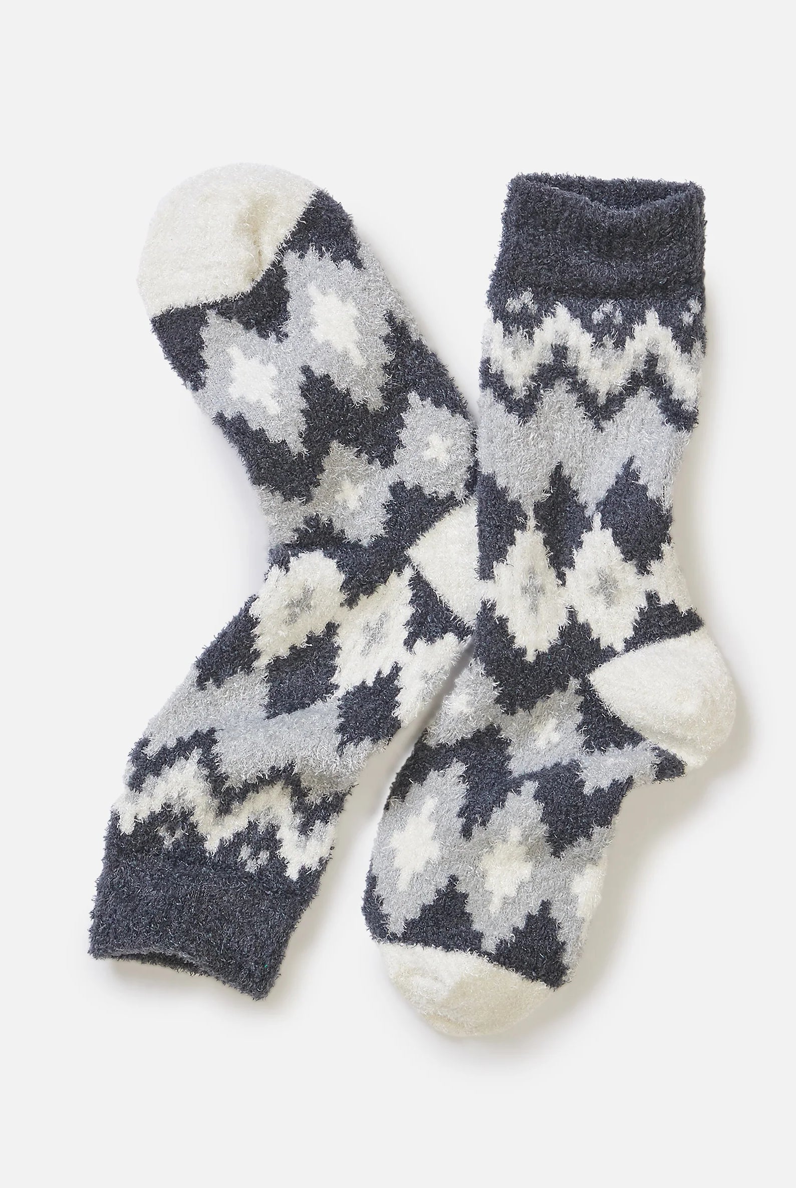 Charcoal Printed Fuzzy Socks