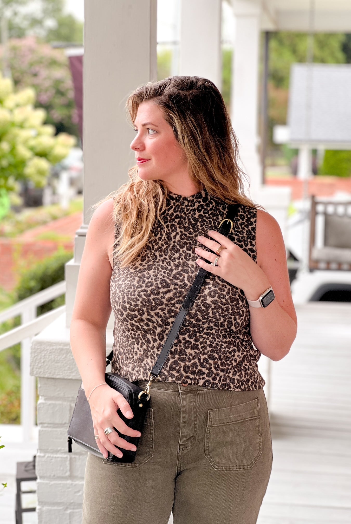 leopard tank with high neckline