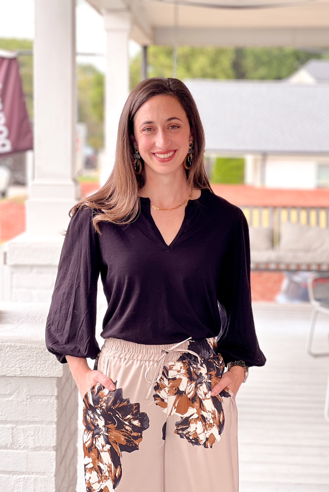 Rose & Lee Co Gabi Top, Black by Michael Stars Long Sleeve