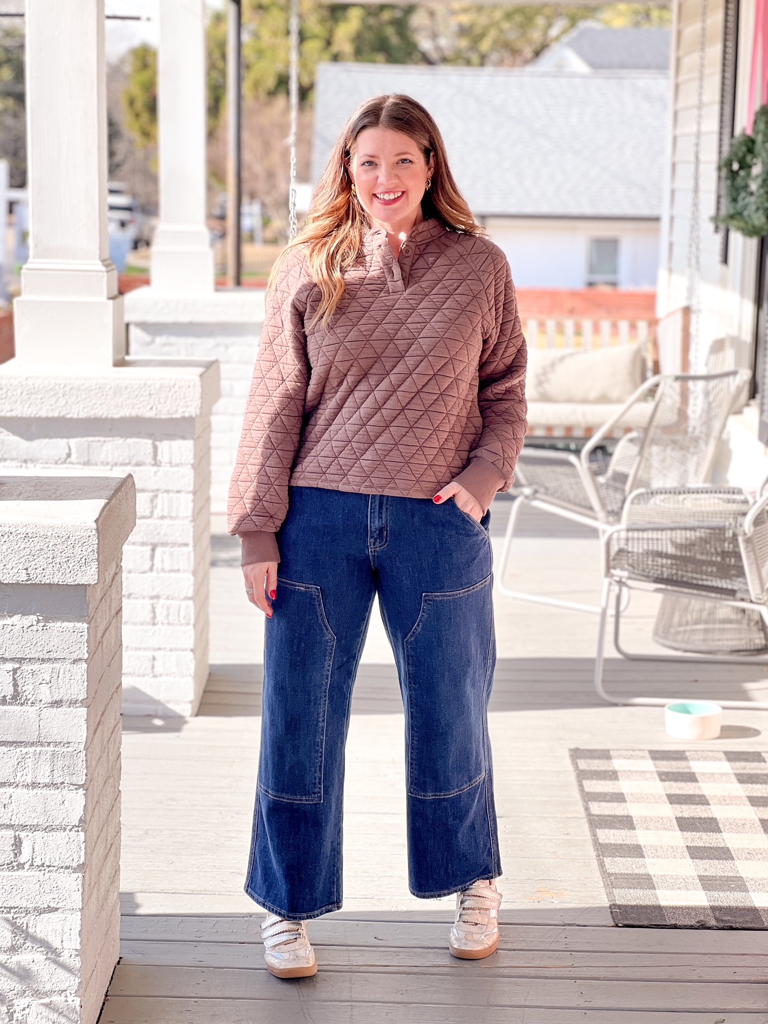 Dark Denim Mid Rise Wide Leg Jeans