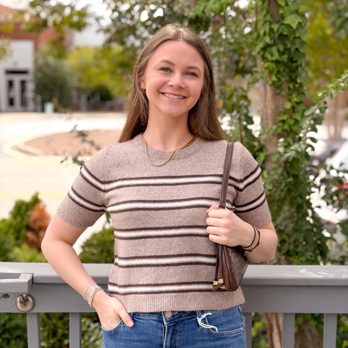 Rose & Lee Co Gatewood Sweater, Heather Ash by Z Supply short sleeve