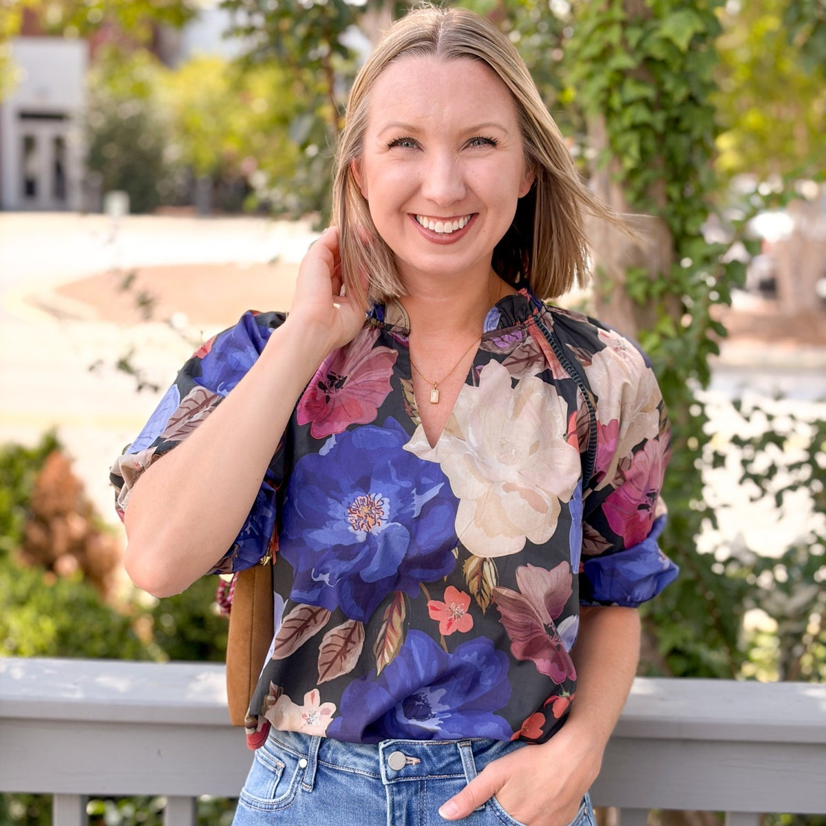 Rose & Lee Co Gianna Top, Night Blossom Work Tops