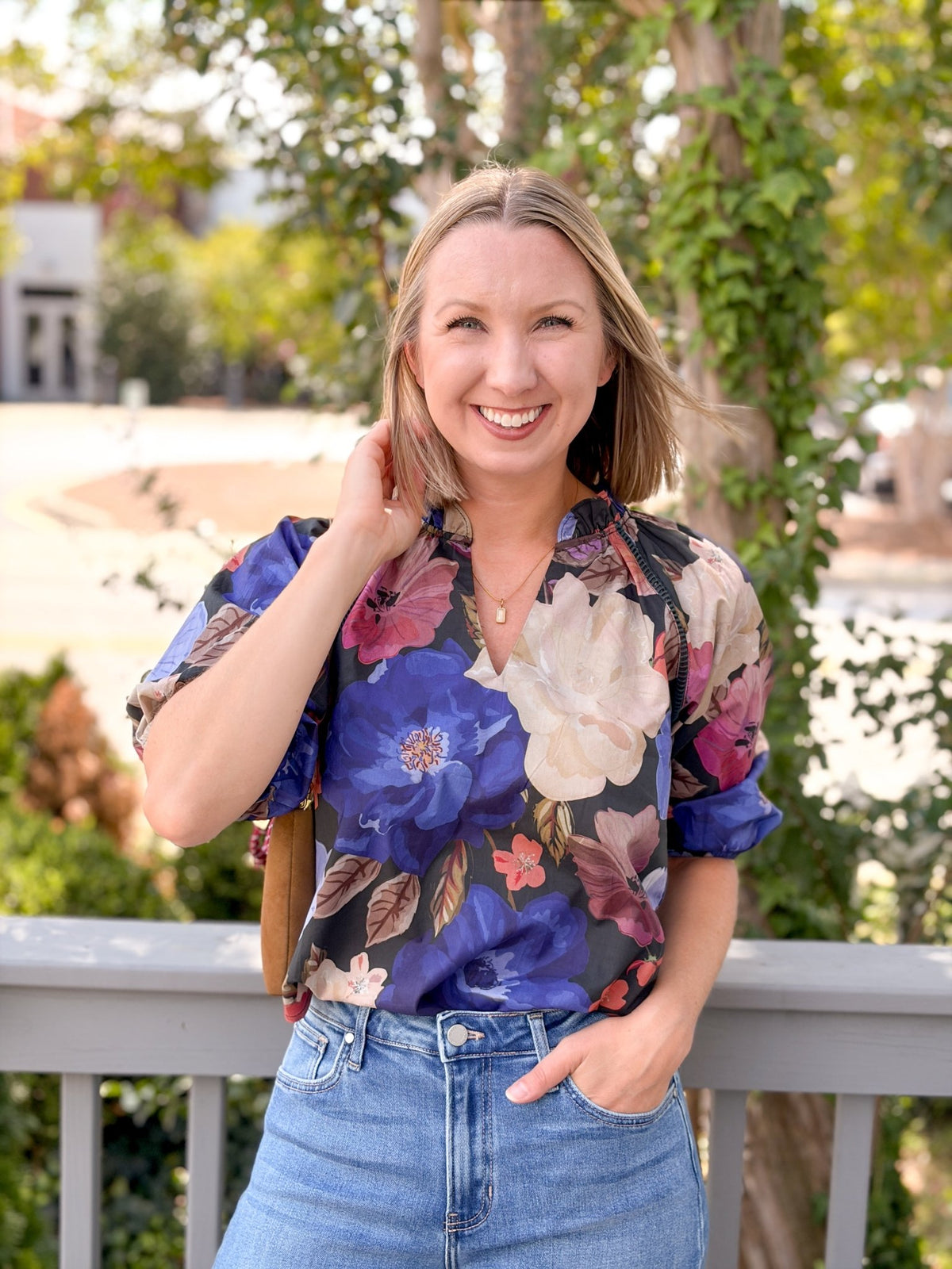Rose & Lee Co Gianna Top, Night Blossom Work Tops