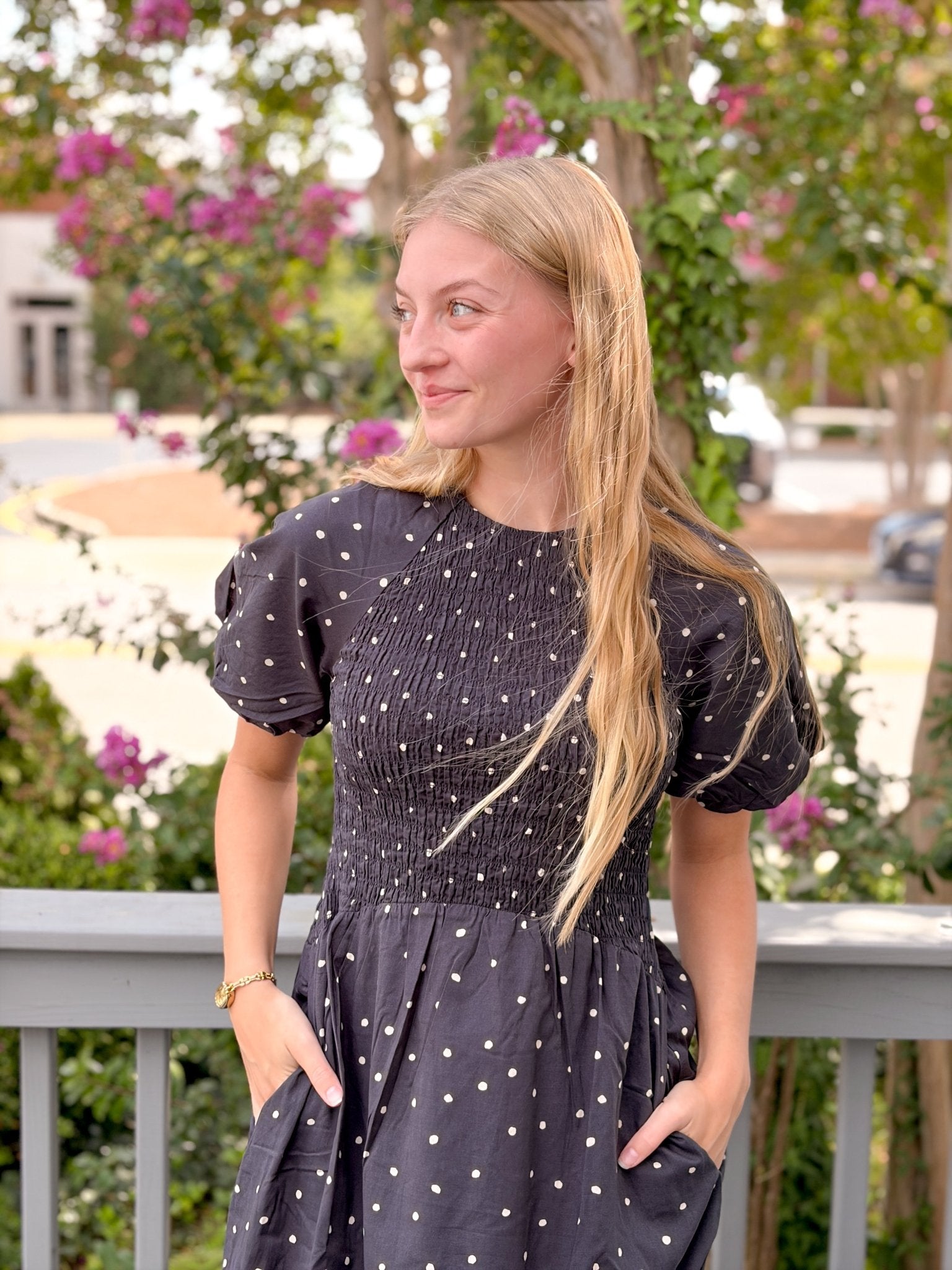 Rose & Lee Co Gigi Dress, Navy Polka Dot by Marine Layer Casual Dresses