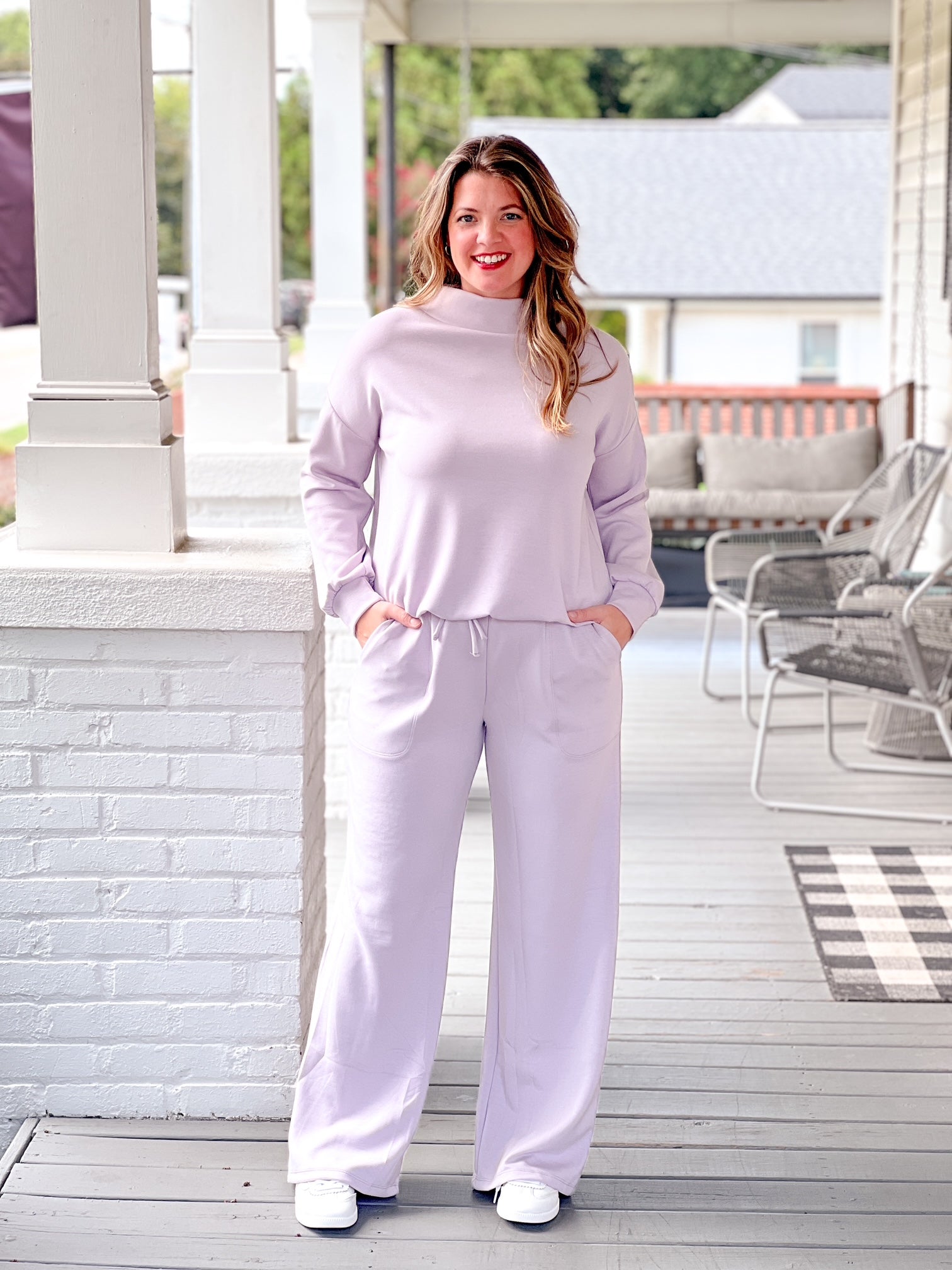 light lavender wide leg sweatpants