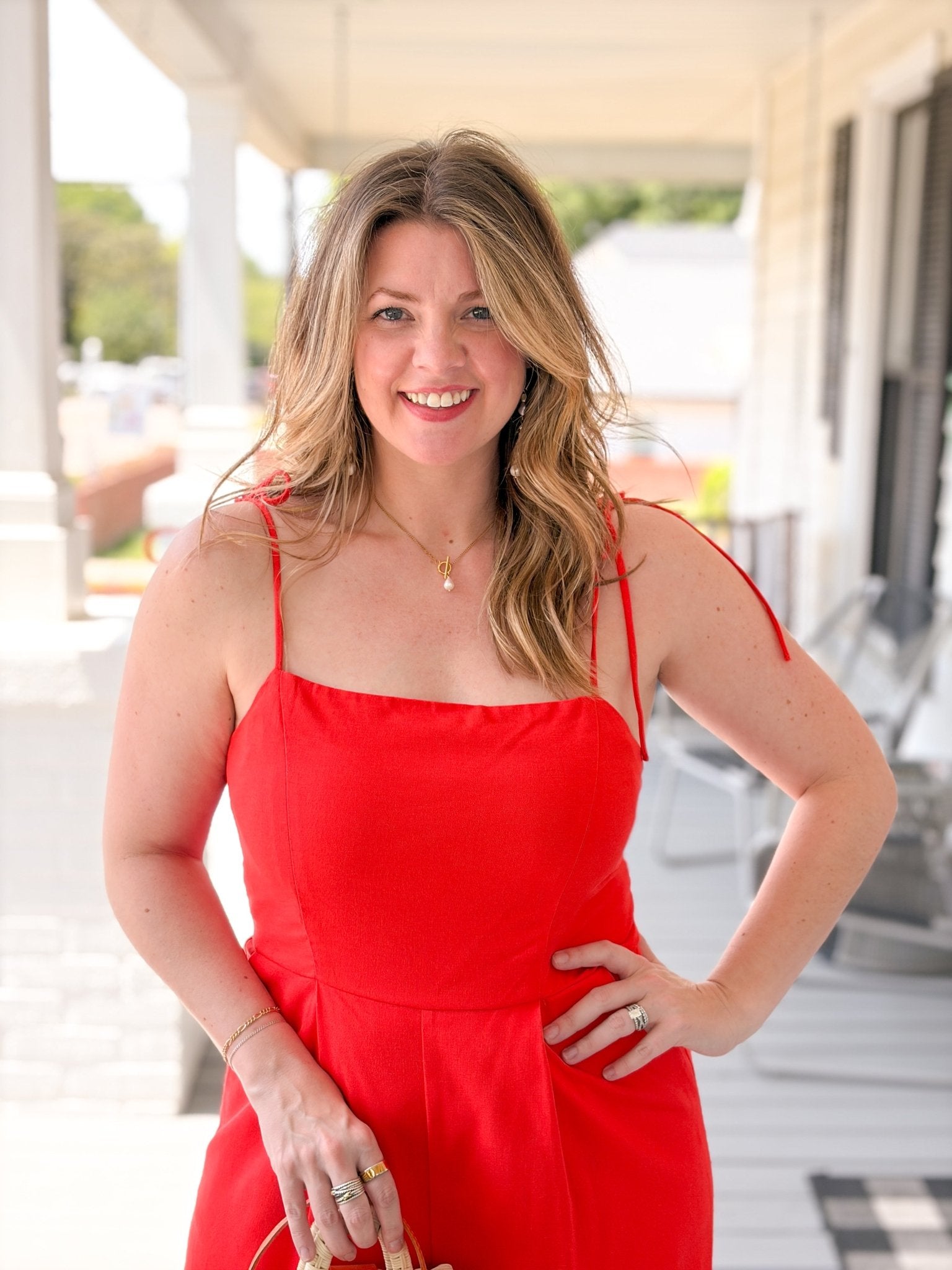 Rose & Lee Co Isabela Jumpsuit, Coral Red Jumpsuit