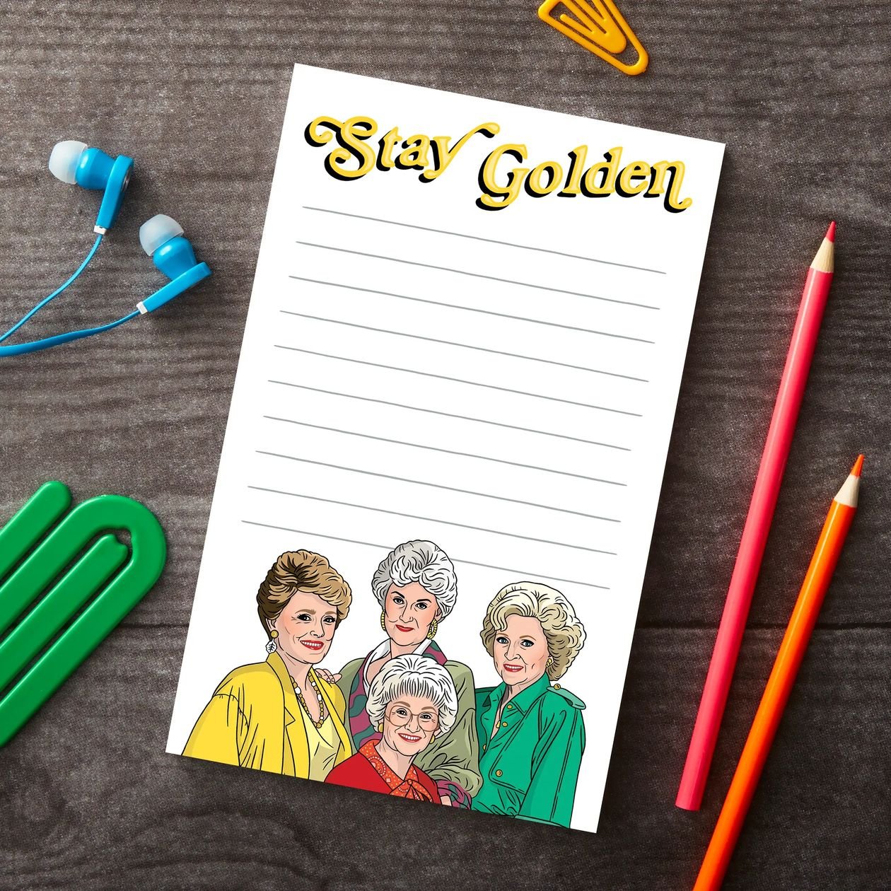 Rose & Lee Co Golden Girls Notepad, Stay Golden Stationary