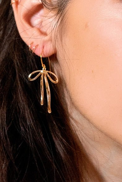 Rose & Lee Co Bad to the Bow Earrings, Gold Earrings