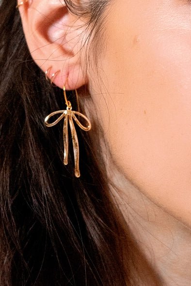 Rose & Lee Co Bad to the Bow Earrings, Gold Earrings