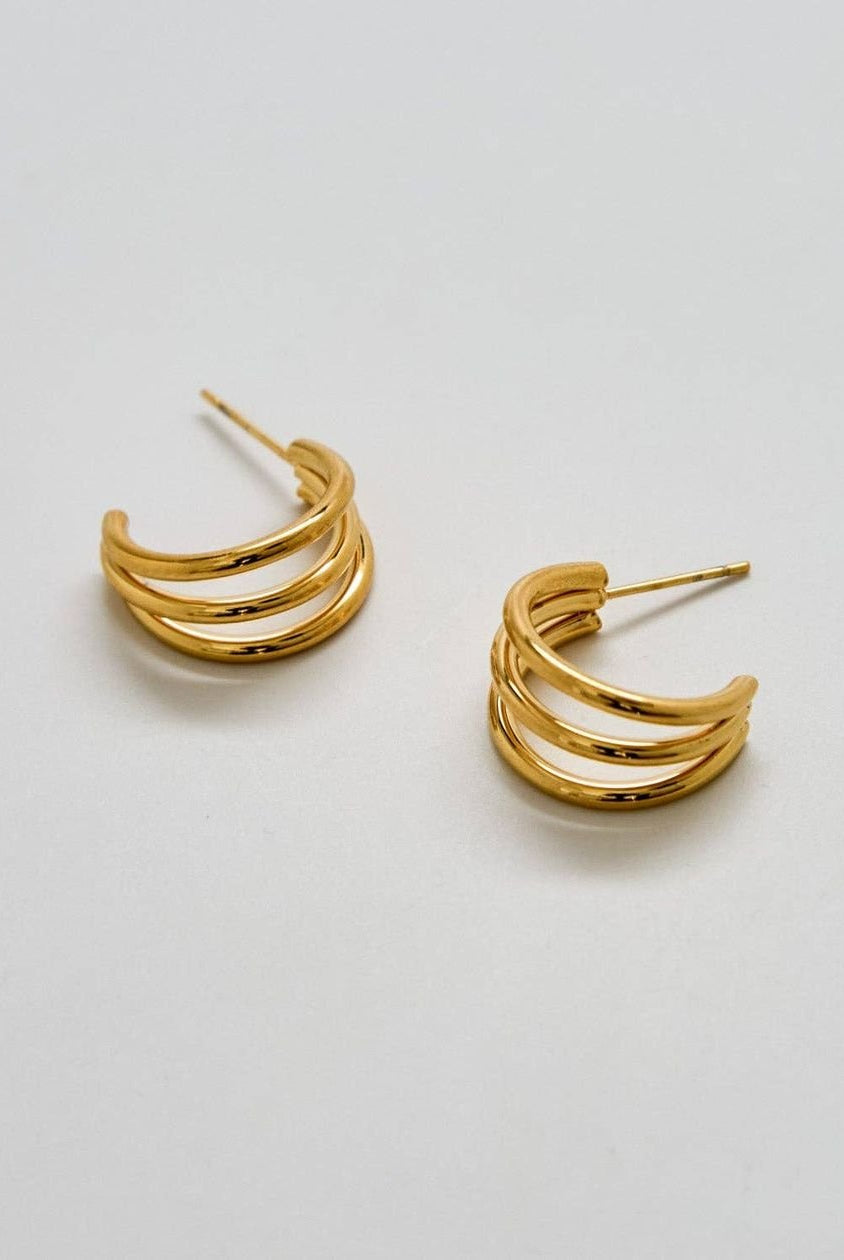 Rose & Lee Co Triple Arc Hoop Earrings, Gold Earrings