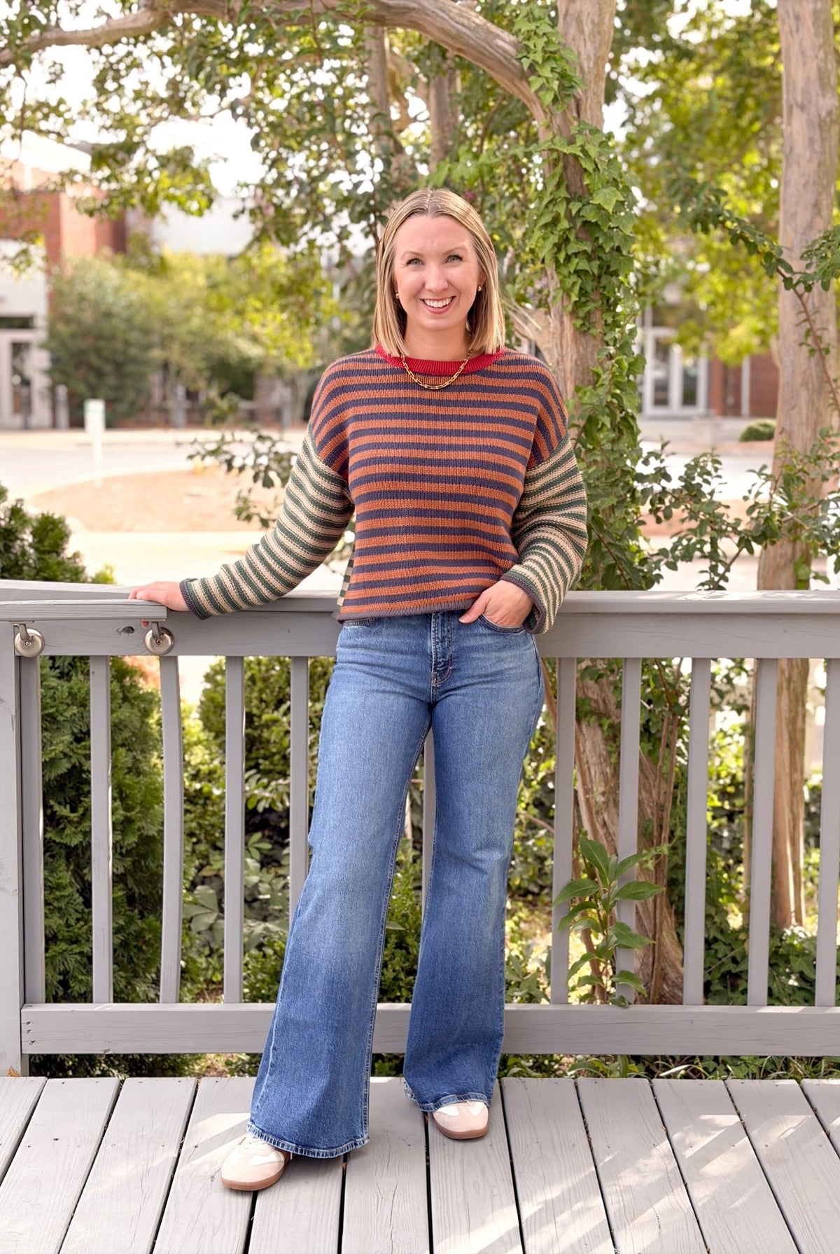 Rose & Lee Co Aubriella Sweater, Brown/Navy Sweaters