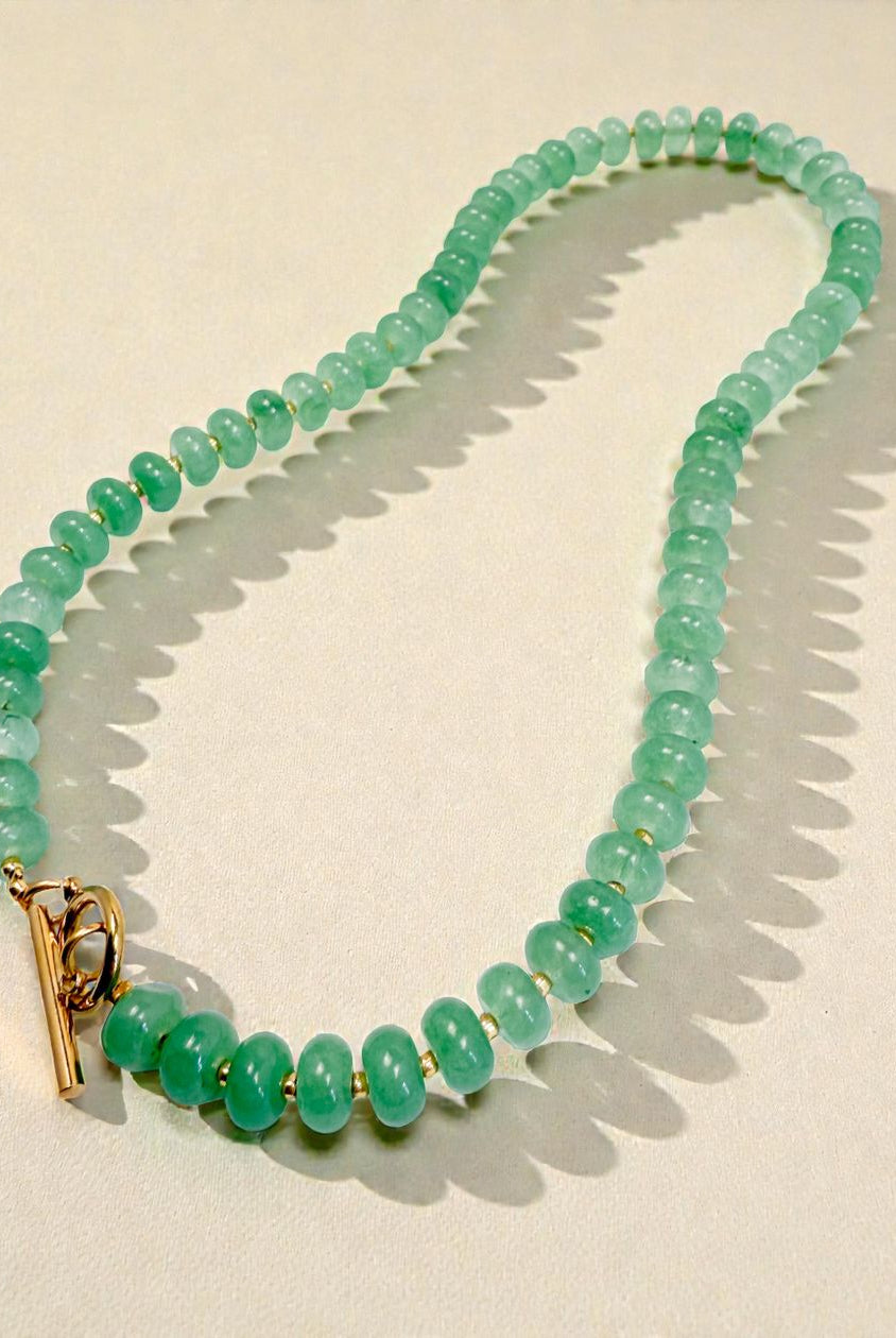 Rose & Lee Co Bold Gemstone Beaded Necklace, Green Jade Necklaces