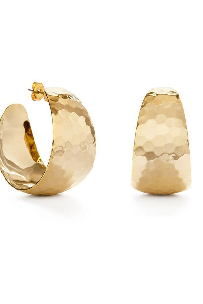 Rose & Lee Co Vintage Hammered Hoops, Large Earrings