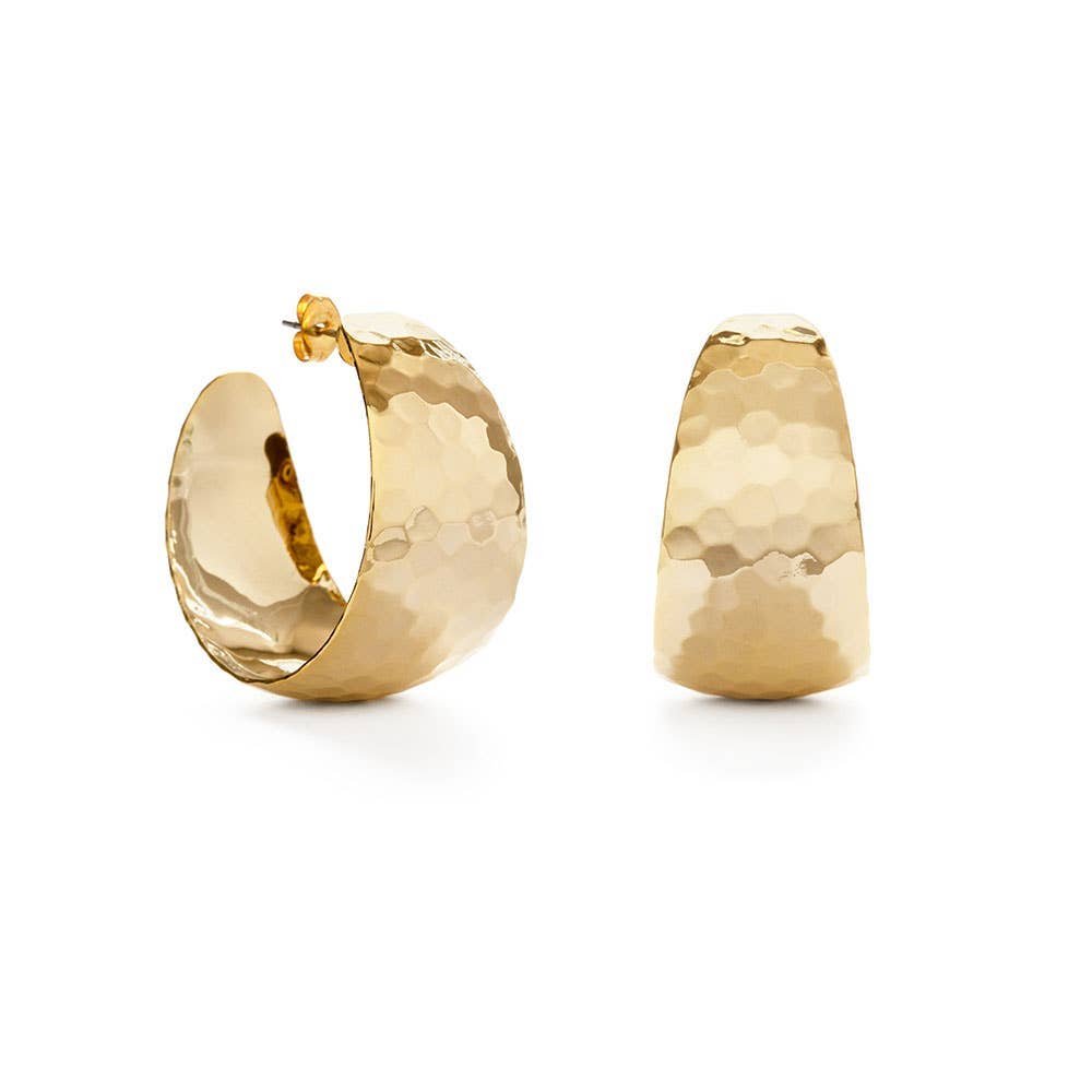 Rose & Lee Co Vintage Hammered Hoops, Large Earrings