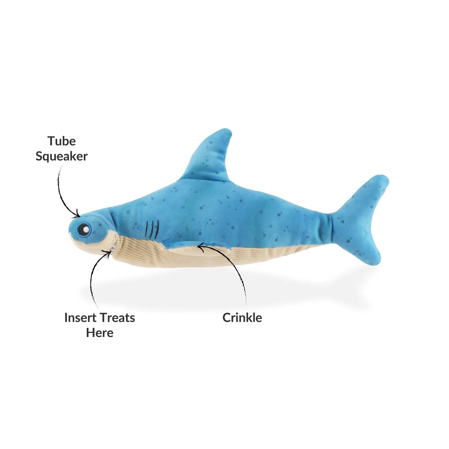 Rose & Lee Co Dog Toy, Bonk The Hammerhead Shark Pets