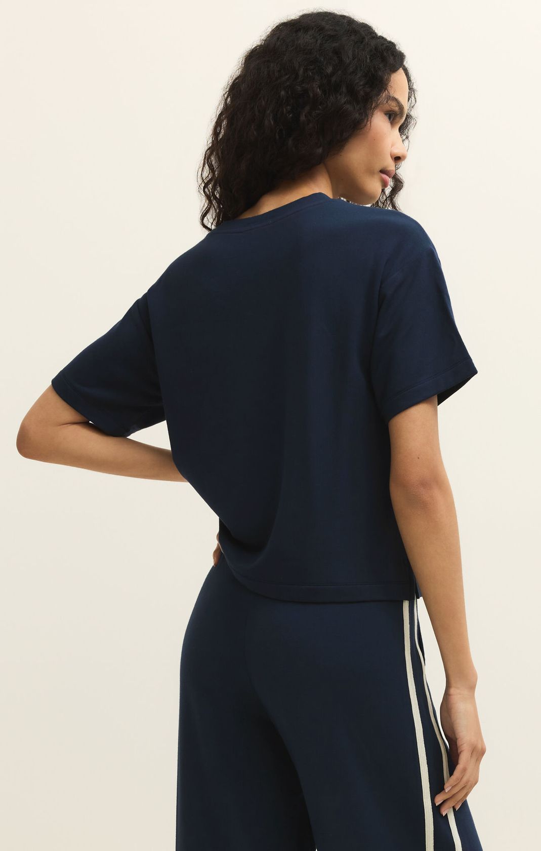 Fleece Short Sleeve Navy Tee