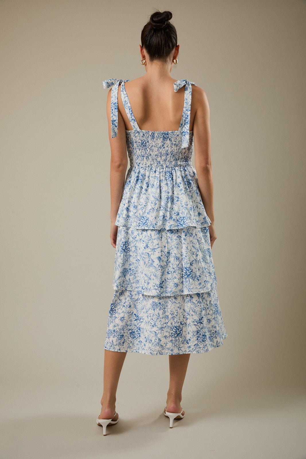Rose & Lee Co Harley Dress, Cream/Blue Floral Event Dress