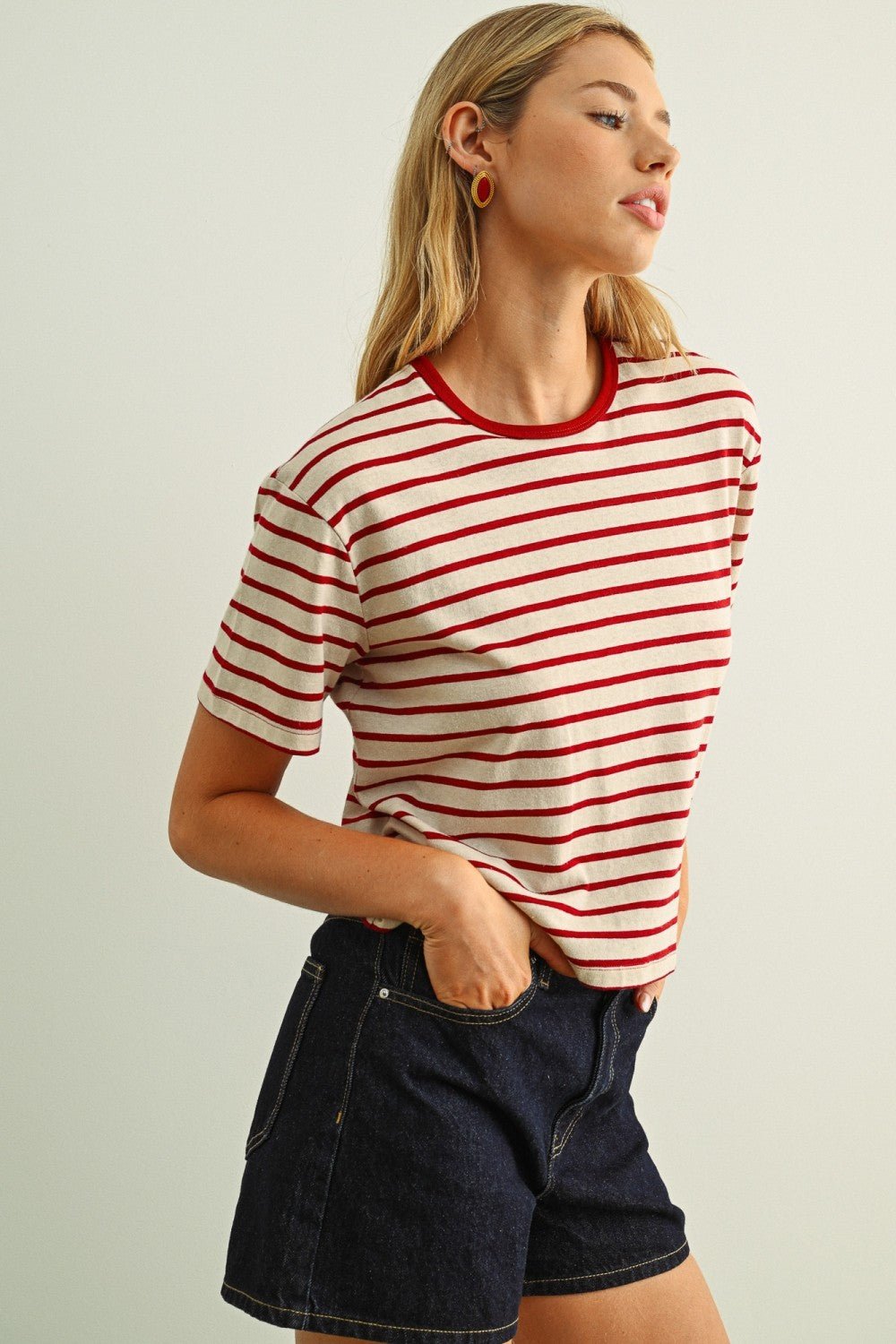 Rose & Lee Co Harlow Tee, Red short sleeve