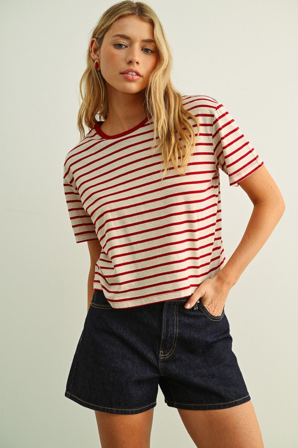 Rose & Lee Co Harlow Tee, Red short sleeve