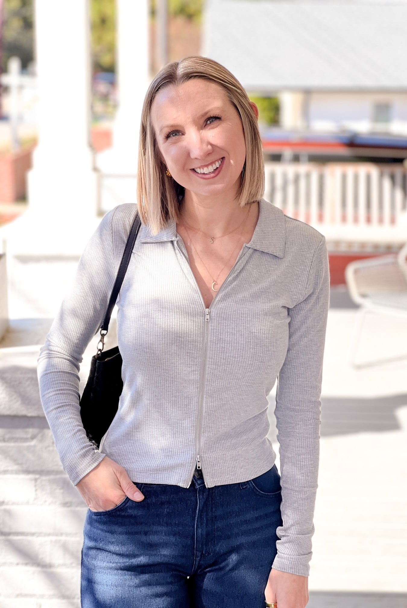 Rose & Lee Co Briana Top, Heather Grey Long Sleeve