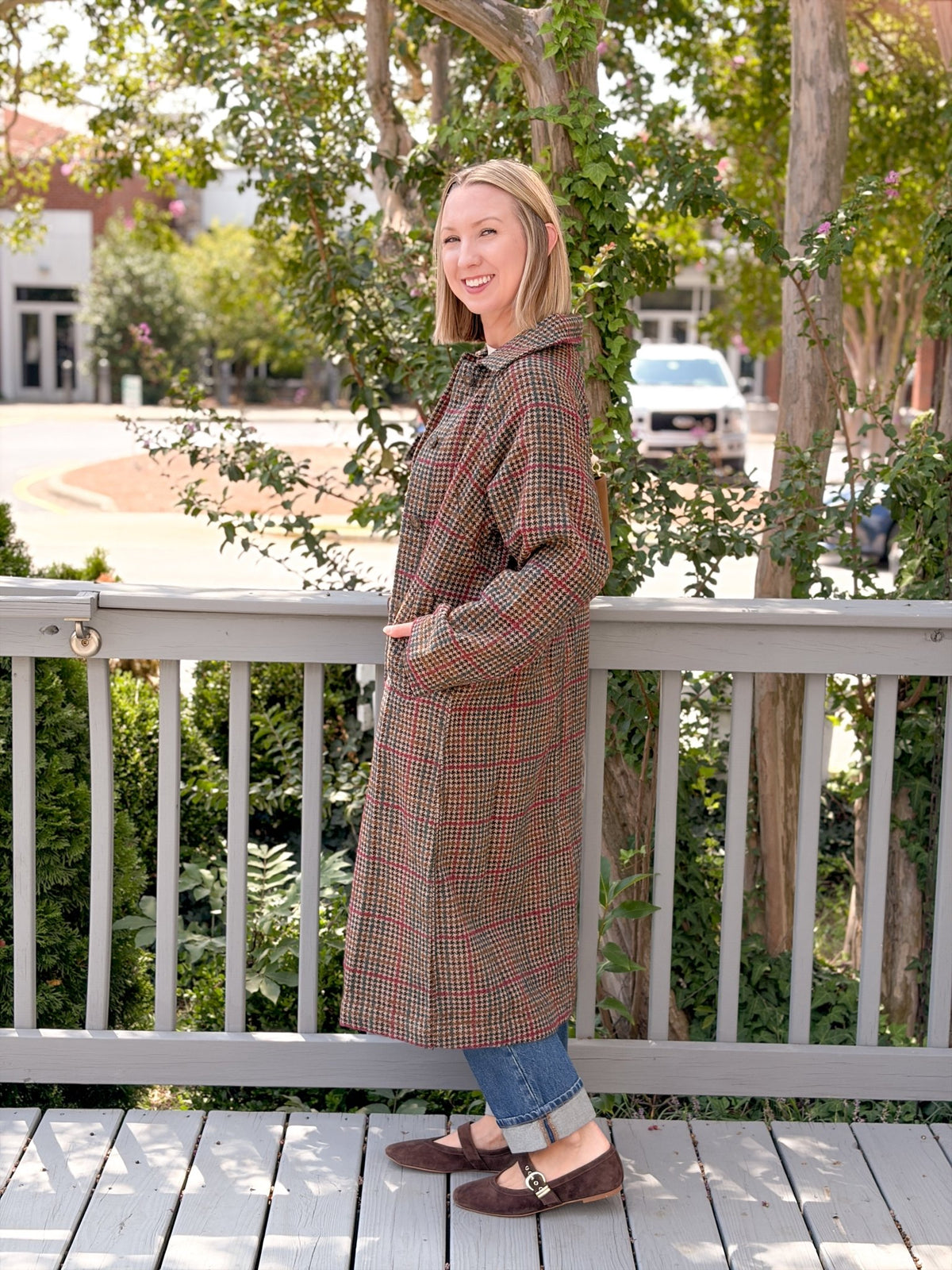 Rose & Lee Co Hayes Trench Coat, Neutral Mini Herringbone by Marine Layer Jackets