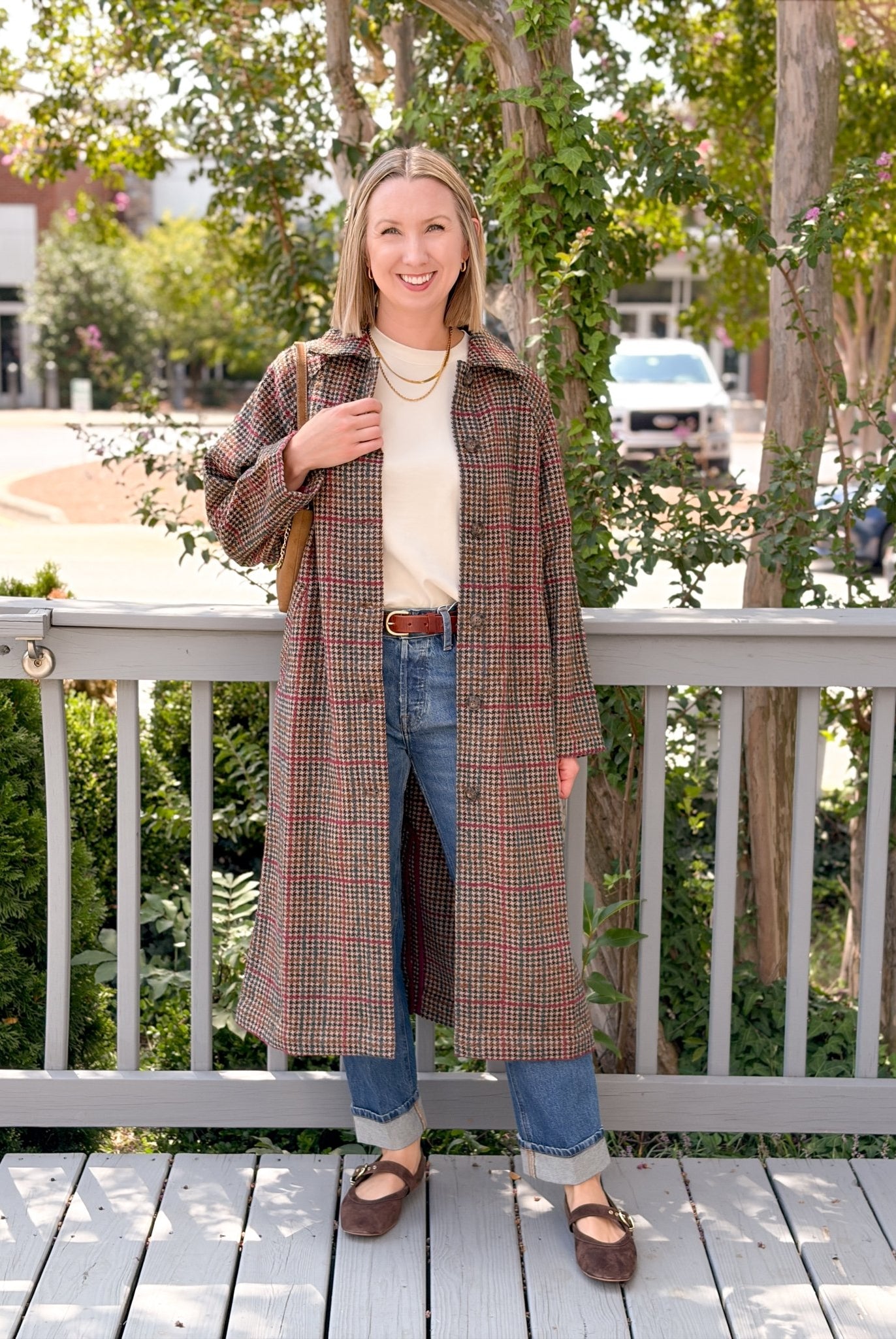 Rose & Lee Co Hayes Trench Coat, Neutral Mini Herringbone by Marine Layer Jackets