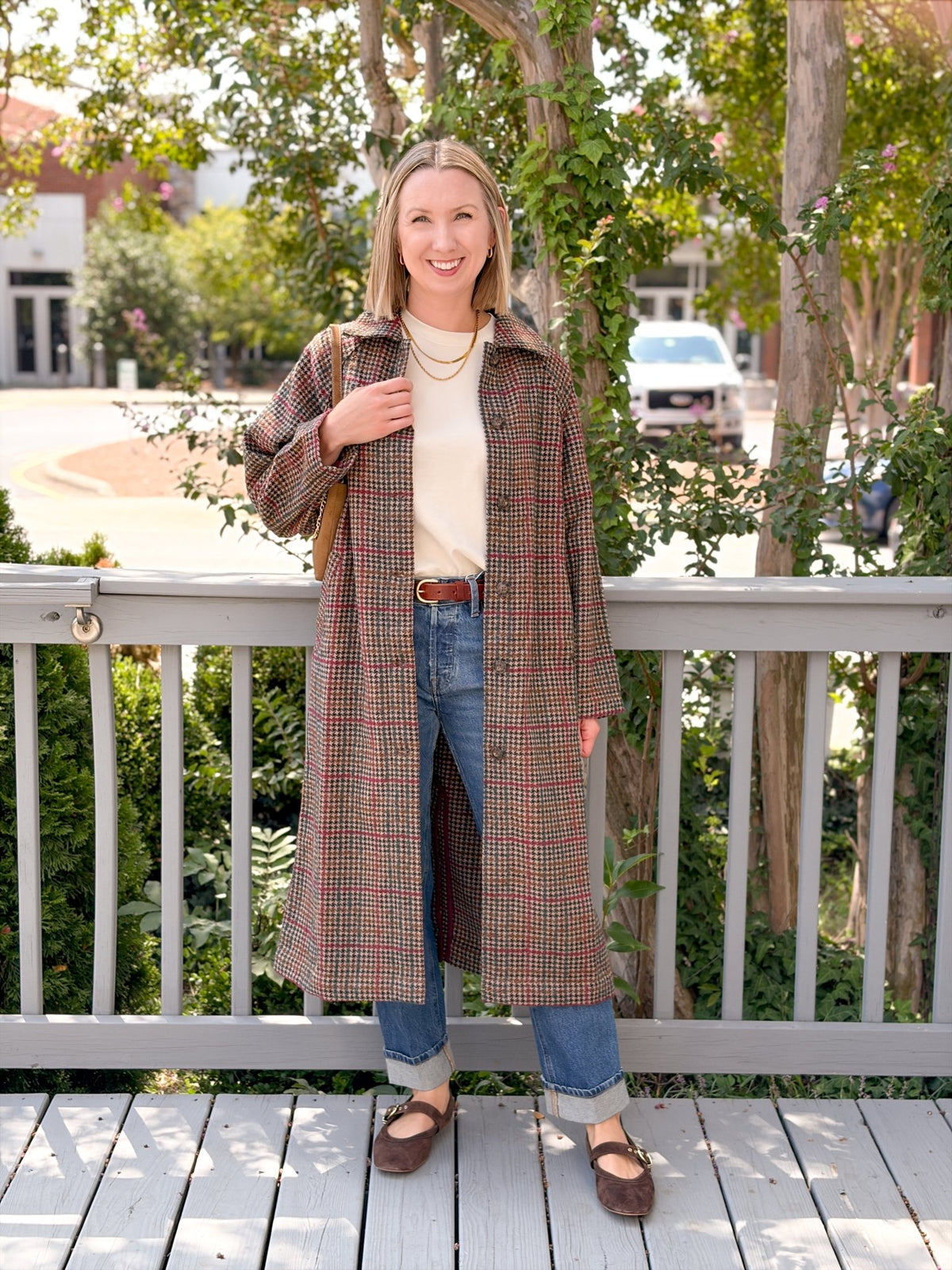 Rose & Lee Co Hayes Trench Coat, Neutral Mini Herringbone by Marine Layer Jackets