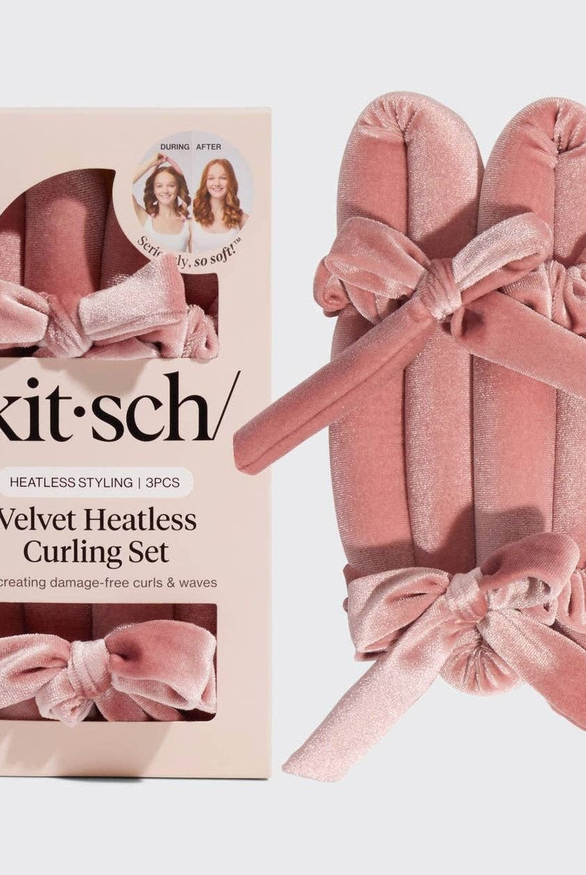 Rose & Lee Co Velvet Heatless Curling Set, Terracotta Hair